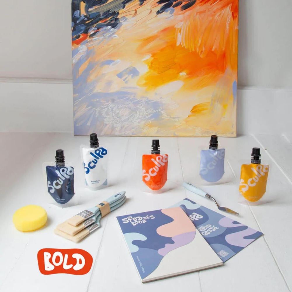 Home Art Paint Set - Orange, Blue, White